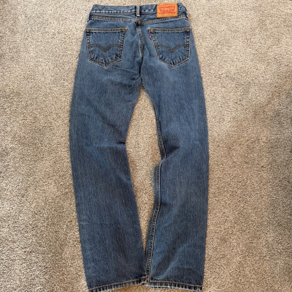 Levis 505 Regular Fit Straight Leg Medium Wash Blue Denim Jeans Mens 29x32 - Picture 4 of 5
